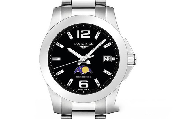 浪琴表征服者系列月相曜石黑女性腕表( L3.381.4.58.6 )