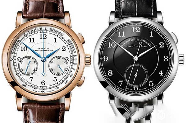 左起：朗格1815 Chronograph银白；1815 “Homage to Walter Lange”不锈钢款式