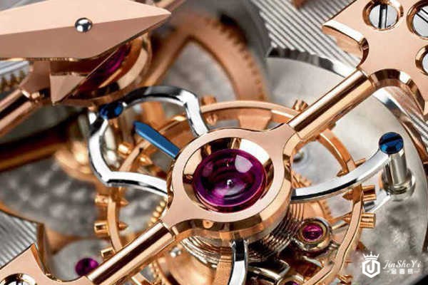 二手芝柏男表系列三金桥陀飞轮名表机芯细节展示图