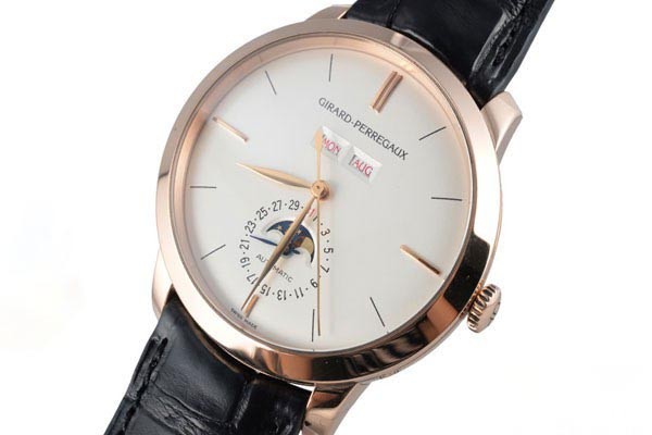 二手芝柏玫瑰金月相自动机械腕表