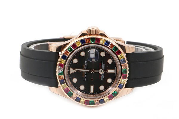 劳力士游艇名仕彩虹圈后镶钻手表 劳力士游艇名仕彩虹圈后镶钻手表