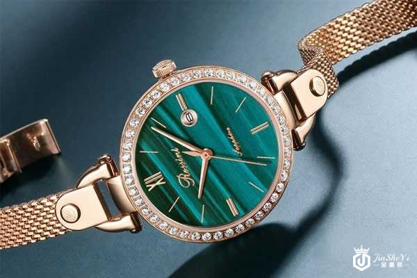 罗西尼2020绿盘钢带女士镶钻手表侧面图