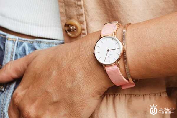  DW手表粉色尼龙表带手表DW00100319