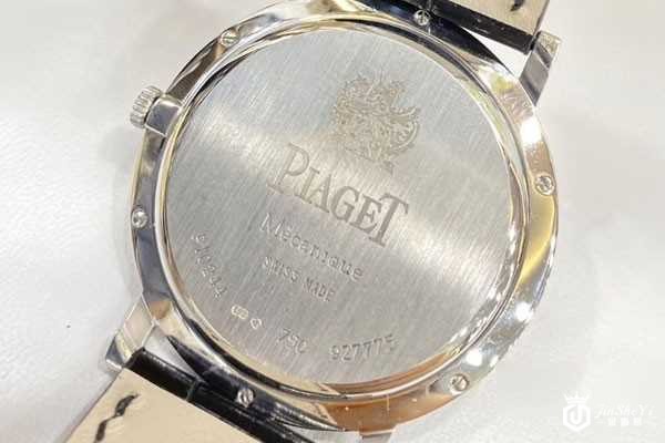 伯爵18K白金原镶钻男表背面图