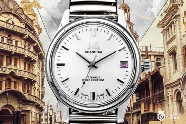   上海流转系列17钻全钢防震复古手动机械男表