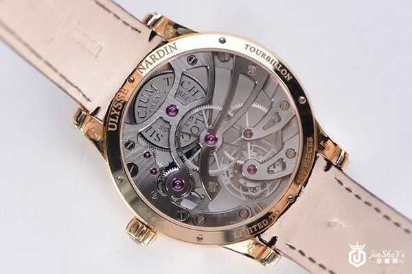 二手雅典表经典系列1706-129BC限量版镶钻陀飞轮机械表背面图