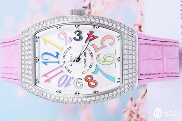 二手法穆兰粉色V32QZD镶钻石英女表