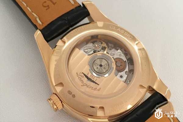 二手浪琴制表传统系列 18k玫瑰金腕表背面展示
