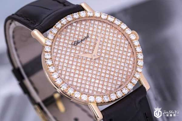 二手萧邦 CLASSIC系列 18K玫瑰金镶钻手表正面展示