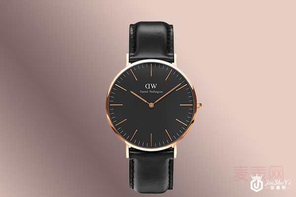 二手dw经典简约百搭款黑盘正装表