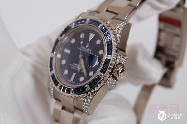 二手劳力士潜航者系列满镶钻蓝宝石机械腕表