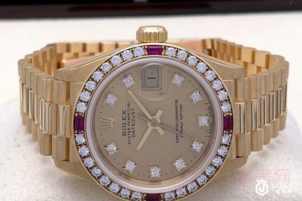 二手劳力士日志型系列镶钻红宝石自动机械女表