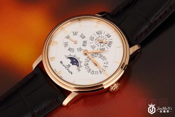 二手宝珀经典系列18k玫瑰金万年历自动机械腕表