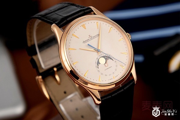 二手积家大师系列经典月相玫瑰金机械腕表