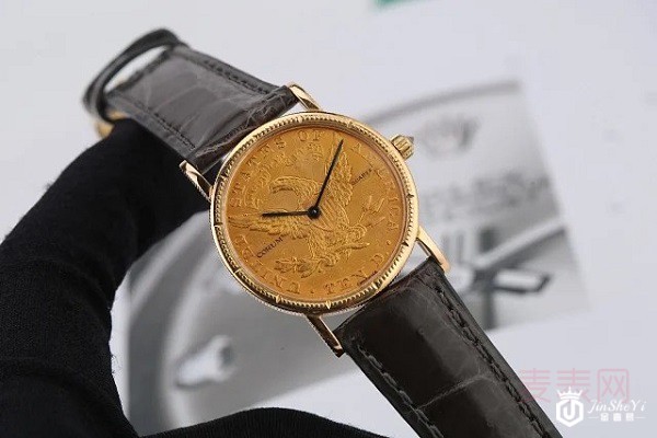 二手昆仑18K黄金金币石英手表