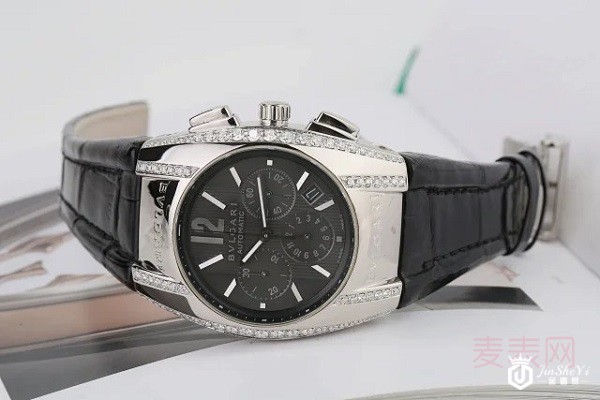 二手宝格丽18K白金后镶钻自动机械计时表