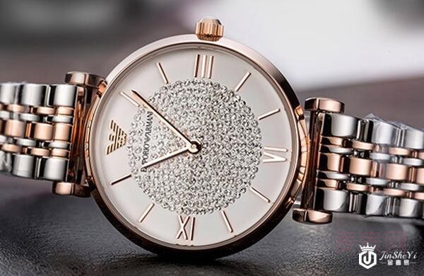 二手阿玛尼满天星简约时尚休闲防水钢带石英女士手表图