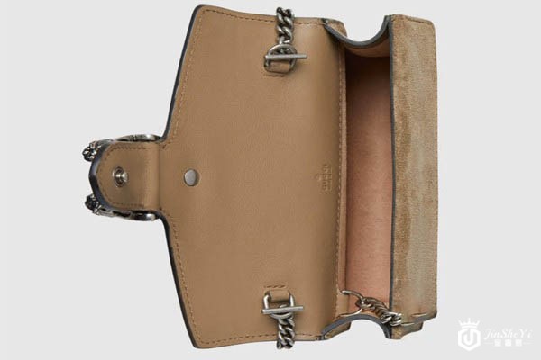 古驰酒神帆布GG单肩包内里展示图