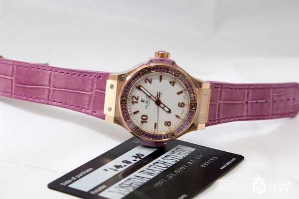 清新粉色宇舶大爆炸系列石英手表回收有5折因有全套附件