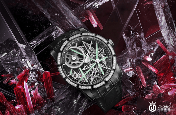 二手罗杰杜彼Excalibur Blacklight星际镂空手表图