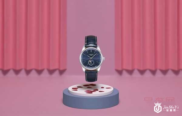 二手浪琴表名匠系列蓝色太阳纹月相手表图