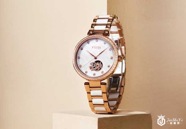 二手飞亚达倾城系列自动机械母贝盘鱼形镂空陶瓷女士手表图