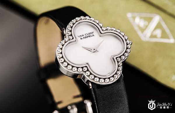 二手克雅宝ALHAMBRA系列18k白金四叶草镶钻石英手表图