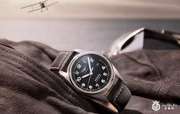 二手浪琴表先行者系列黑色哑光表盘皮质表带图