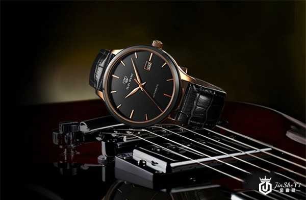 二手天王昆仑系列皮带机械表商务男士手表黑色图