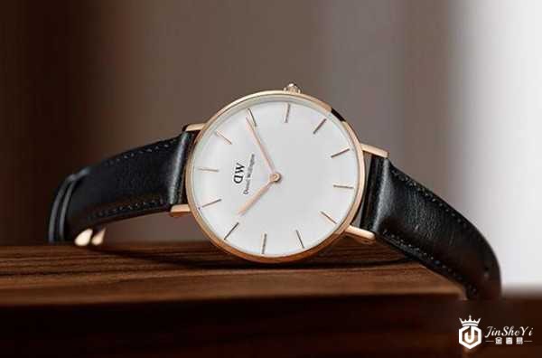 二手DW金色边黑盘皮带手表图片