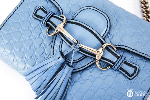 gucci古奇包包回收大约多少钱?上海奢侈品机构回收几折,金奢易网,古驰天蓝色GG印花单肩包