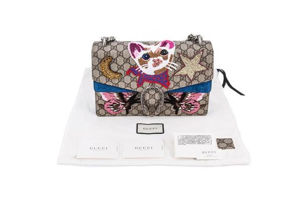 名包回收一般几折？上海哪里回收二手名包？金奢易网,古驰猫咪贴花刺绣酒神包